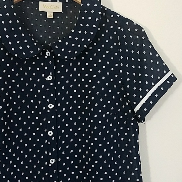 Modcloth Short Sleeve Polka Dot Button Down Blouse - Picture 4 of 6
